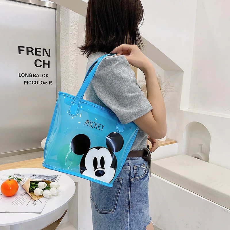 Модни мультяшная чанта Disney с Мики Маус, прясна и сладка чанта през рамо, полупрозрачна ежедневна чанта Изображение 5
