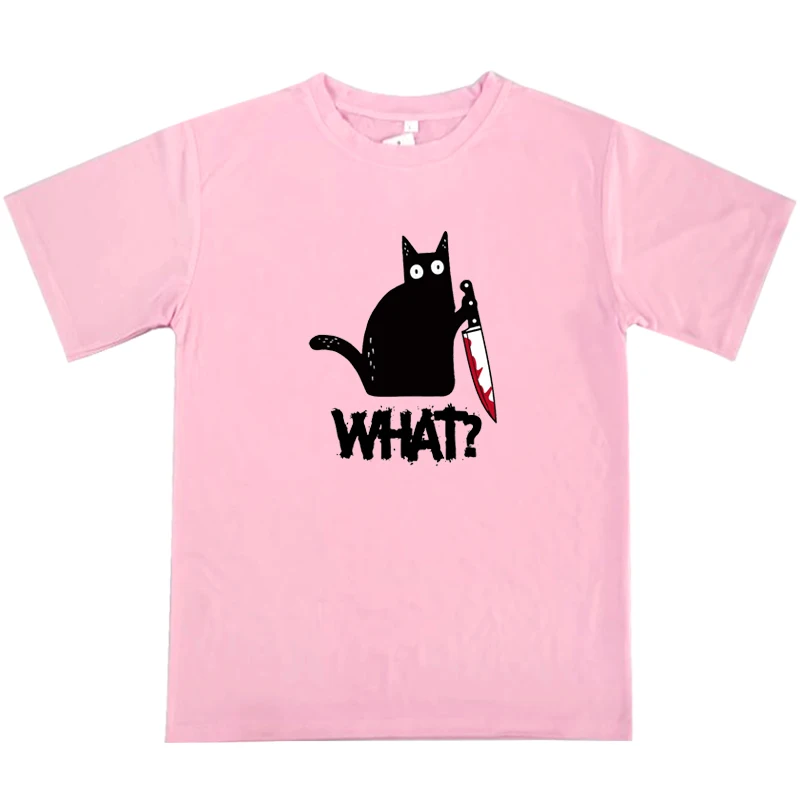 Тениска с изображение на Котка Kawai, Лятна Ежедневни Тениска с Кръгло деколте и Къс Ръкав За Момичета, Забавна Черна Мека Дишаща дамски Блуза Изображение 3