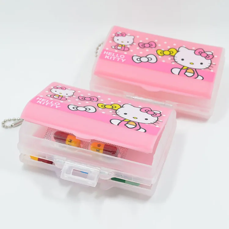 Kawaii Sanrio Лична Кутия за Хапчета Здравей Kittys Аксесоари Скъпа Кутия За Съхранение на Ковчег за Бижута Преносими Мультяшные Аниме Играчки за Момичета Подарък Изображение 3
