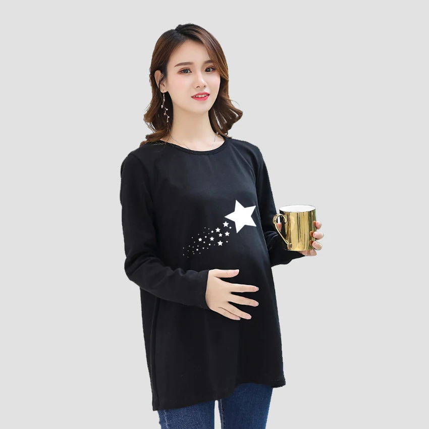 Тениска за бременни с Принтом петолъчна звезда, Индивидуална Тениска за бременни, Тениска за бременни, Лестная Риза с дълги ръкави, за майките, за жените, Въведете вашия Изображение 0