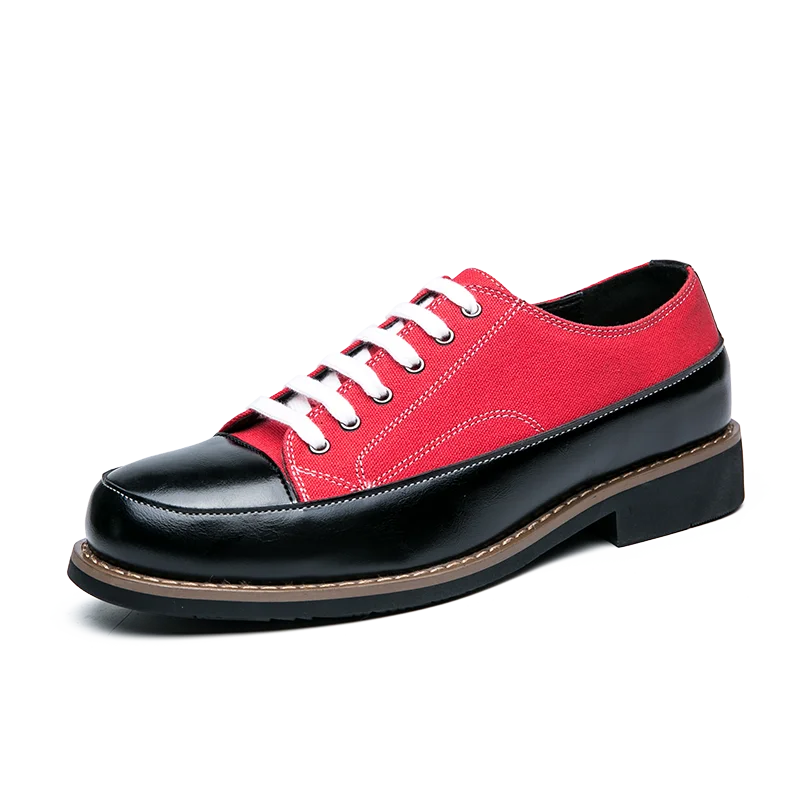 Модерен мъжки кожени обувки в стил мозайка, модни дишаща мъжки ежедневни бизнес обувки на плоска подметка с шнур, обувки за млади хора Изображение 2