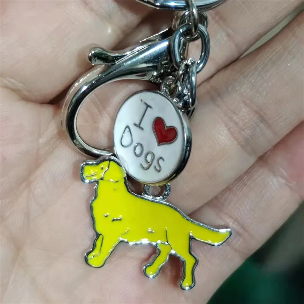 Жълто Куче Висулка САМ Мода Бижута Чанта Чар Любимец Куче виси Етикет Ключодържател Изображение 1