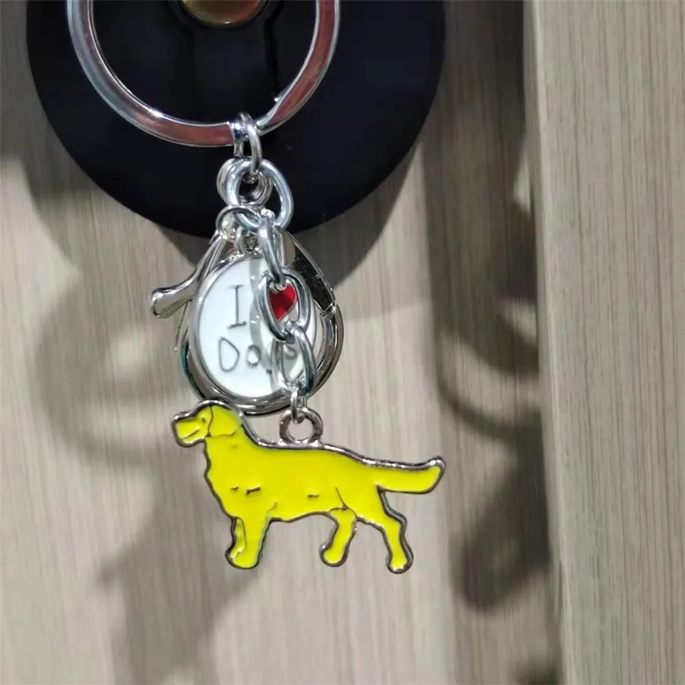 Жълто Куче Висулка САМ Мода Бижута Чанта Чар Любимец Куче виси Етикет Ключодържател Изображение 2