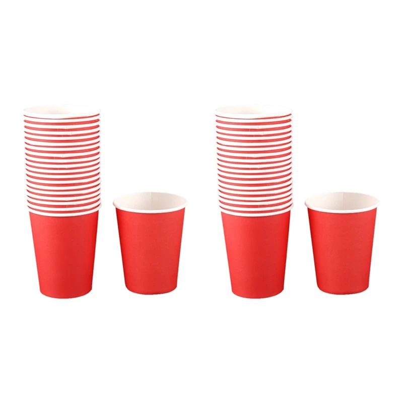 40 картонени чаши (9 грама) - Однотонная Однотонная Прибори за парти по случай рождения ден (червен) Изображение 0