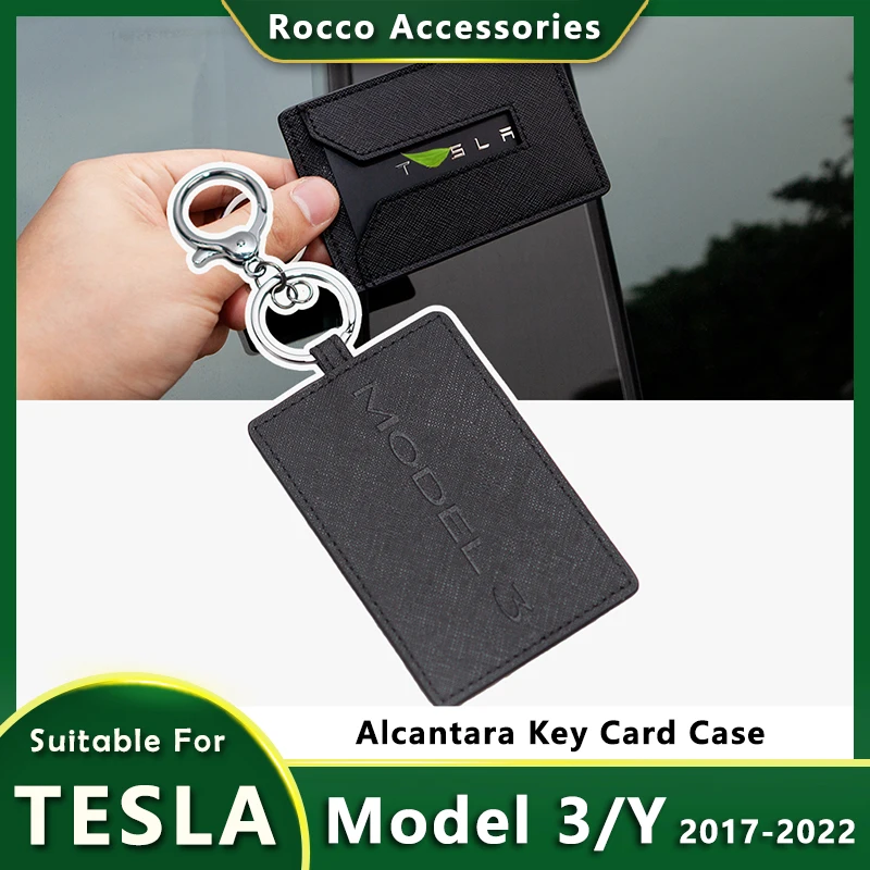 За Ключовете за Колата Tesla Кожен Защитен Калъф Аксесоари Модел 3 Модел Y 2017-2021 2022 Кобур За Ключове с Брелоком Изображение 0