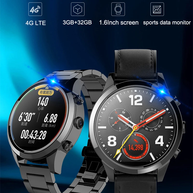 метална каишка Android 4g lte Смарт часовници мъжки GPS навигация, WIFI монитор на сърдечния ритъм на монитора на сън bluetooth умен часовник ръчен часовник Изображение 4