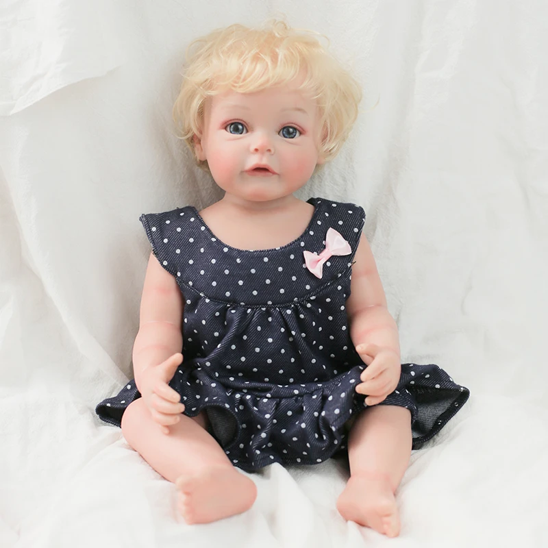 48 см, Силиконова Възстановената Момиче Suesue Кукла Вкоренени Руса Коса Играчки за Деца за рождения Ден на Коледа Изображение 0