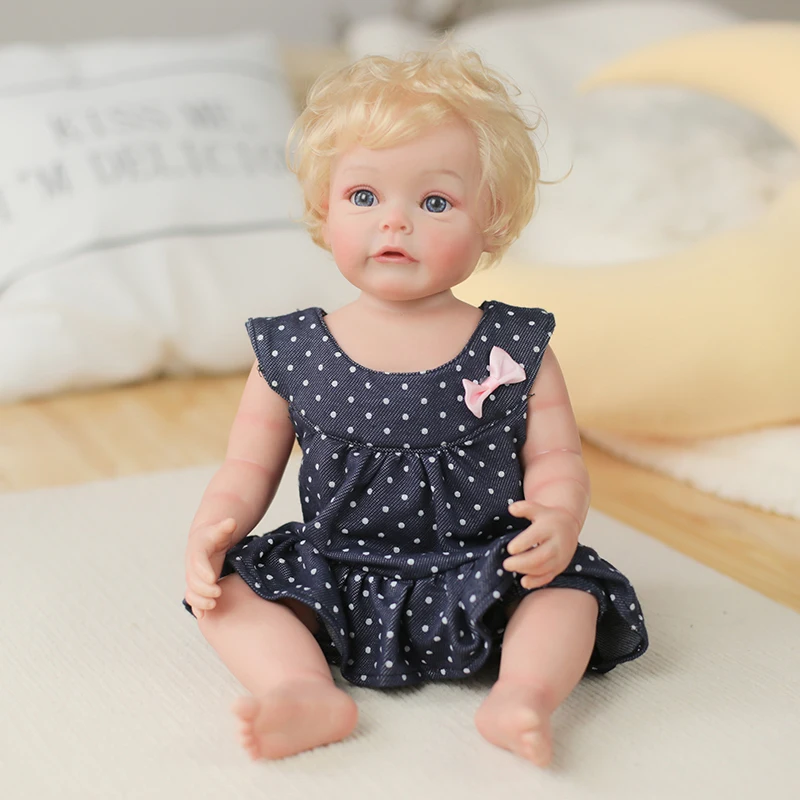 48 см, Силиконова Възстановената Момиче Suesue Кукла Вкоренени Руса Коса Играчки за Деца за рождения Ден на Коледа Изображение 1