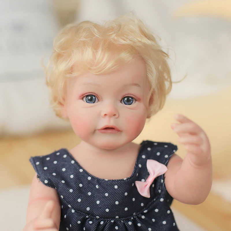 48 см, Силиконова Възстановената Момиче Suesue Кукла Вкоренени Руса Коса Играчки за Деца за рождения Ден на Коледа Изображение 2
