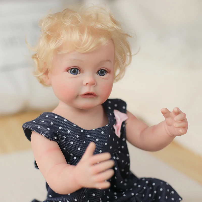 48 см, Силиконова Възстановената Момиче Suesue Кукла Вкоренени Руса Коса Играчки за Деца за рождения Ден на Коледа Изображение 3