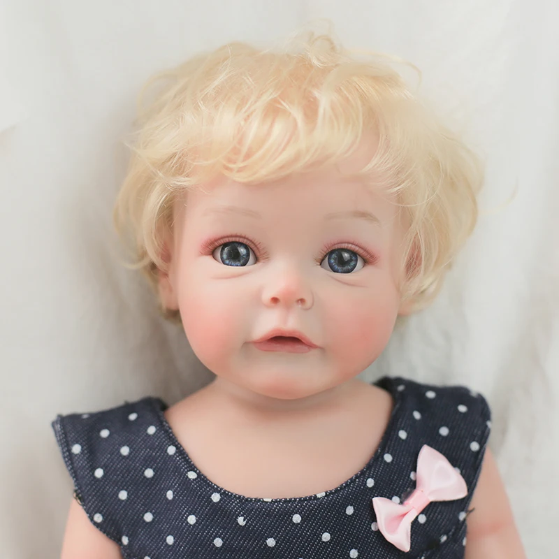 48 см, Силиконова Възстановената Момиче Suesue Кукла Вкоренени Руса Коса Играчки за Деца за рождения Ден на Коледа Изображение 4