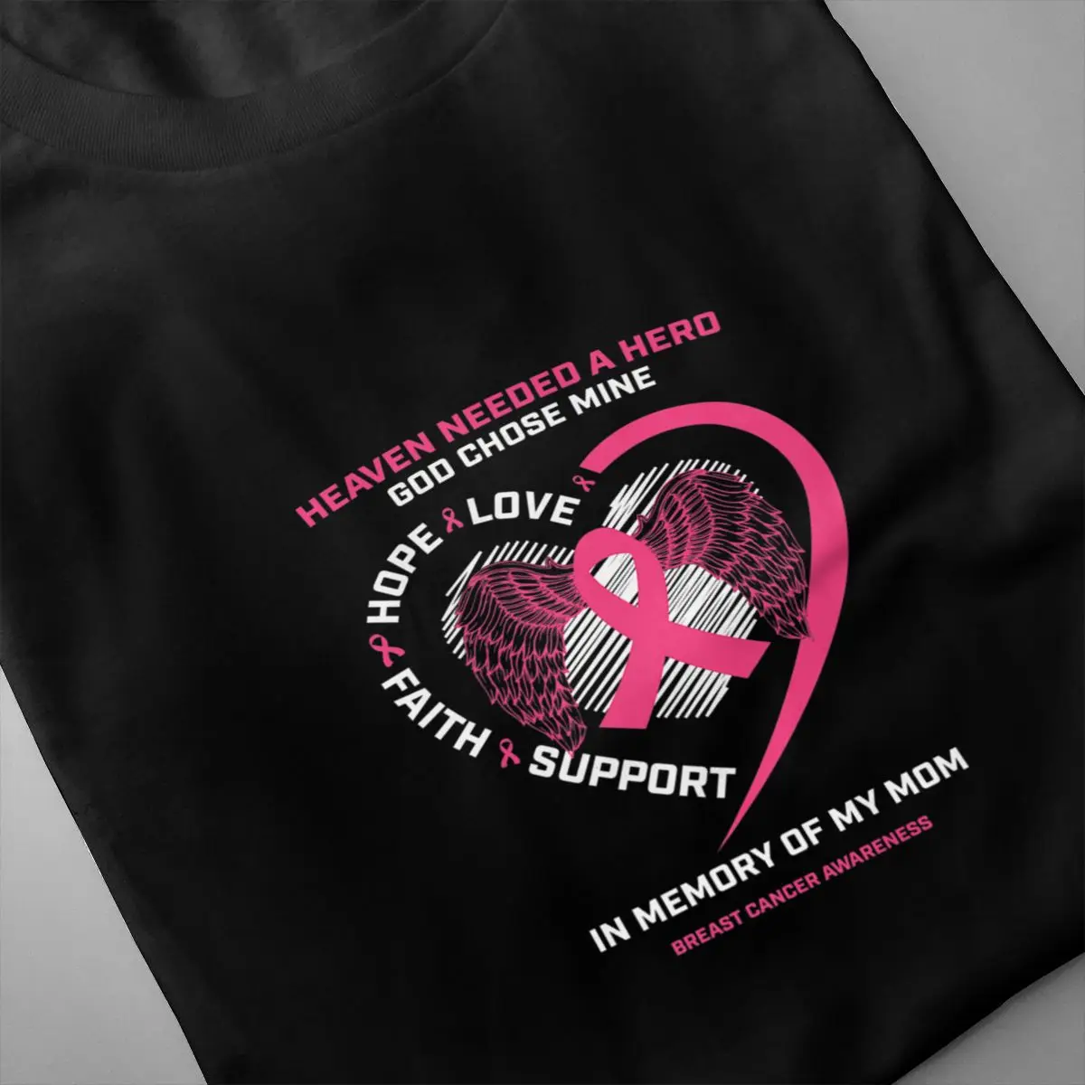 Розови Подаръци за Спомен от една Любяща майка ми Рак на гърдата Графична Мъжка Тениска тениска с къс ръкав Забавни Върхове Изображение 2
