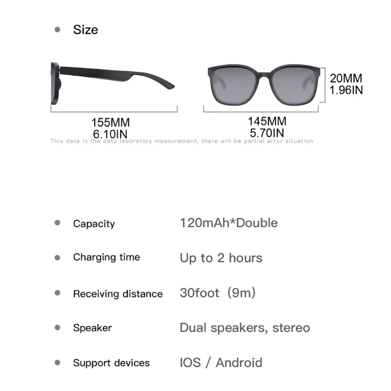 Очила шлемофона E30 безжичен телефон слънчеви очила спорт 41QA стерео за контролиране на разходка Изображение 5