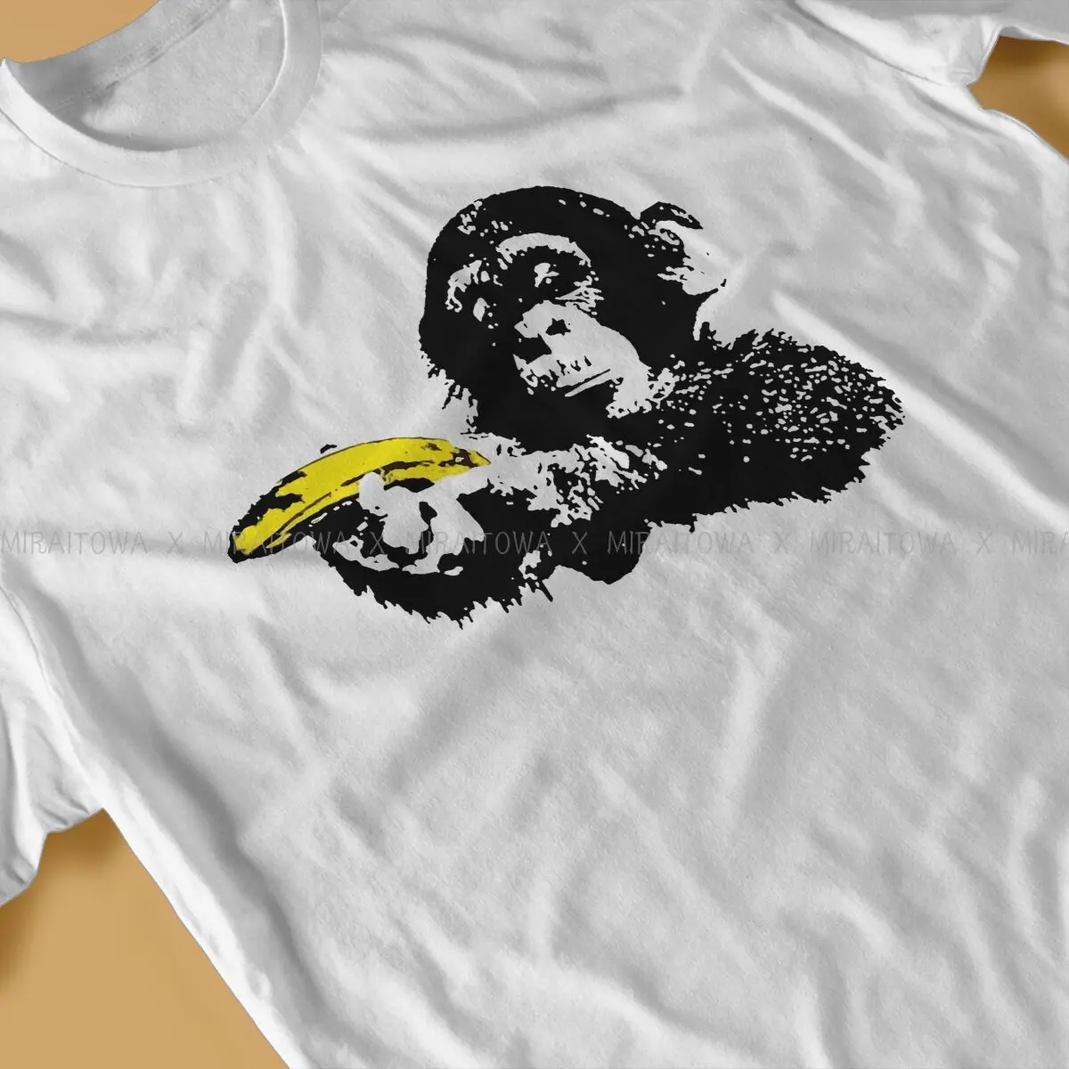 Бананова Маймуна Banksy Стенни Графити Мъжка Тениска Класическа Мода Свободна Тениска С Кръгло Деколте Harajuku Облекло Изображение 2