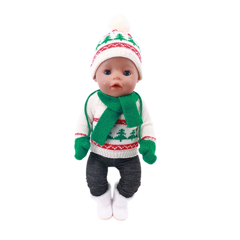 Коледна Кукла Шапка + Дрехи + Шал + Ръкавици са Подходящи за 18-Инчовата американската и 43-сантиметровой Кукли Reborn New Baby Born, Руски Кукли за Момичета, Подаръци със собствените си ръце Изображение 1