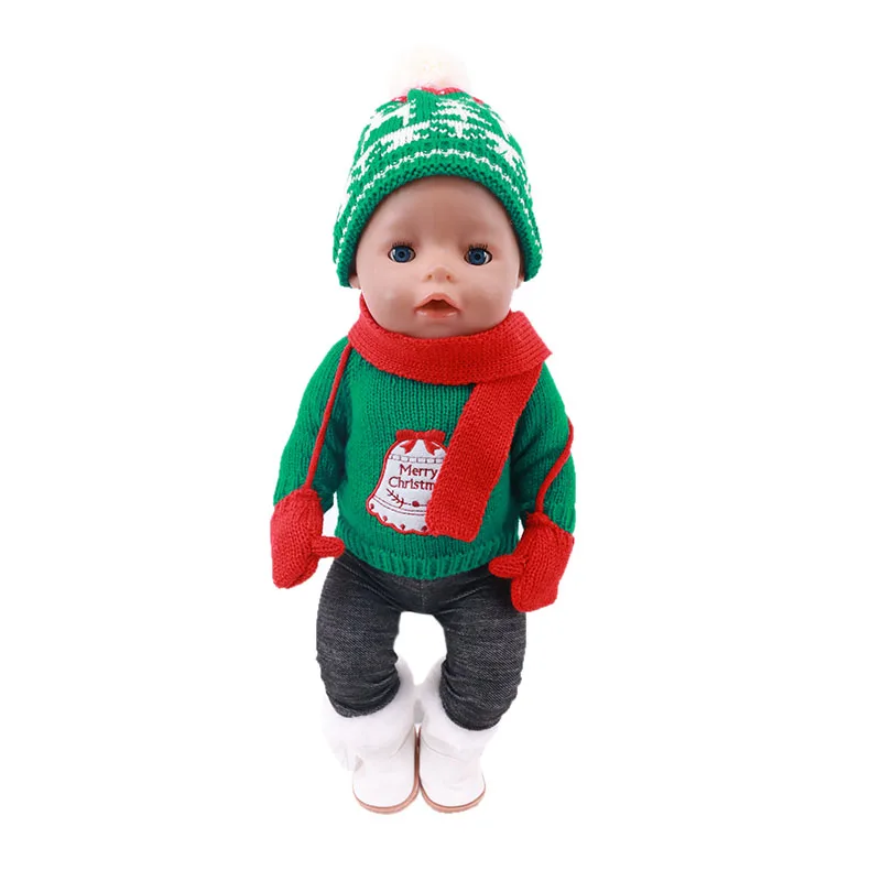 Коледна Кукла Шапка + Дрехи + Шал + Ръкавици са Подходящи за 18-Инчовата американската и 43-сантиметровой Кукли Reborn New Baby Born, Руски Кукли за Момичета, Подаръци със собствените си ръце Изображение 3