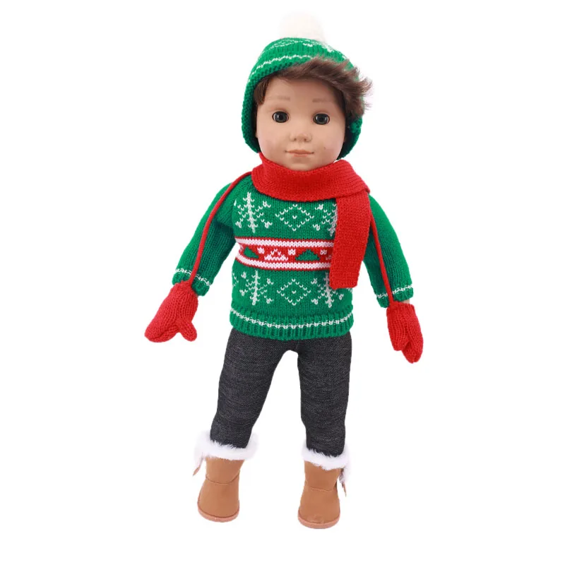 Коледна Кукла Шапка + Дрехи + Шал + Ръкавици са Подходящи за 18-Инчовата американската и 43-сантиметровой Кукли Reborn New Baby Born, Руски Кукли за Момичета, Подаръци със собствените си ръце Изображение 4
