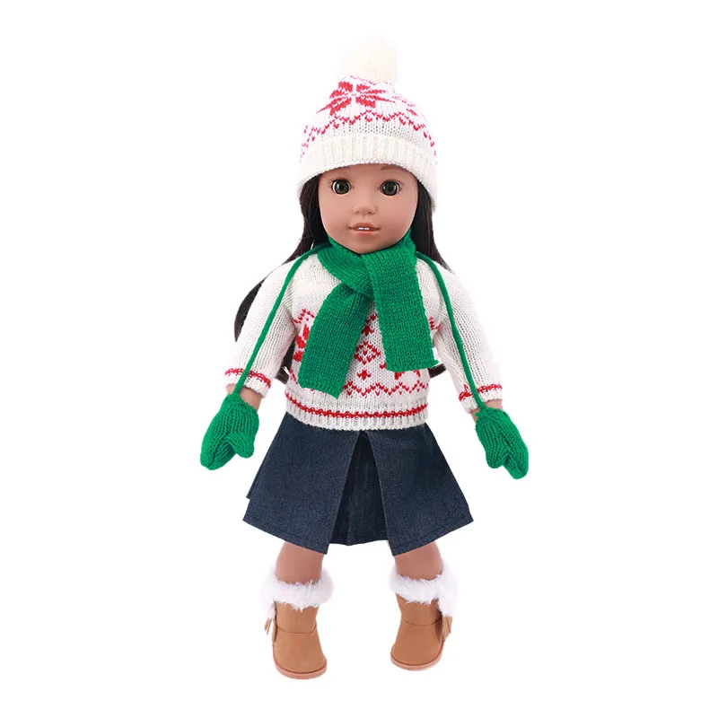 Коледна Кукла Шапка + Дрехи + Шал + Ръкавици са Подходящи за 18-Инчовата американската и 43-сантиметровой Кукли Reborn New Baby Born, Руски Кукли за Момичета, Подаръци със собствените си ръце Изображение 5